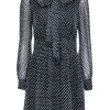Diane von Furstenberg - Black & White Polka Dot Fit & Flare Silk Dress w/ Bow Sz 6