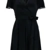 Diane von Furstenberg - Black Surplice Romper w/ Flutter Sort Sleeves Sz 2