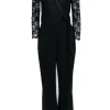 Diane von Furstenberg - Black Lace Top Wrap Jumpsuit w/ Wide Leg Sz 8