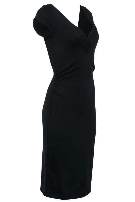 Diane von Furstenberg - Black Cap Sleeve Sheath Dress Sz 12
