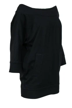 Diane von Furstenberg - Black Batwing Scoop Neck Tunic w/ Pouch Pocket Sz 4