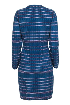 Diane von Furstenberg - Blue & Purple Knit Long Sleeve Sheath Dress Sz L