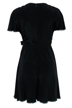 Diane von Furstenberg - Black Surplice Romper w/ Flutter Sort Sleeves Sz 2