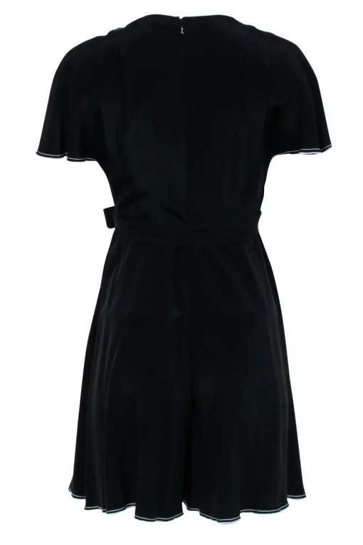 Diane von Furstenberg - Black Surplice Romper w/ Flutter Sort Sleeves Sz 2