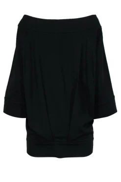 Diane von Furstenberg - Black Batwing Scoop Neck Tunic w/ Pouch Pocket Sz 4