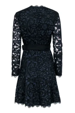 Diane von Furstenberg - Black & Navy Lace Wrap Dress Sz 6