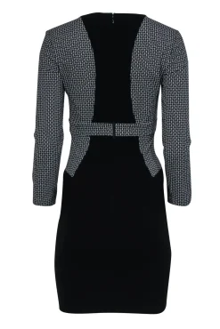 Diane von Furstenberg - Black & White Long Sleeve Printed Sheath Dress Sz 0