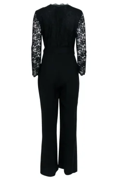 Diane von Furstenberg - Black Lace Top Wrap Jumpsuit w/ Wide Leg Sz 8