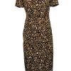 Diane von Furstenberg - Brown Leopard Print Sheath Midi Dress Sz 4