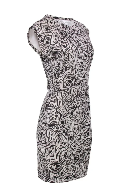 Diane von Furstenberg - Brown & Cream Print Short Sleeve Dress Sz 10