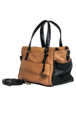 Diane von Furstenberg - Camel & Black Leather Satchel Bag