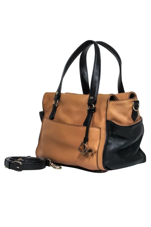 Diane von Furstenberg - Camel & Black Leather Satchel Bag