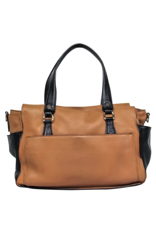 Diane von Furstenberg - Camel & Black Leather Satchel Bag