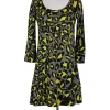 Diane von Furstenberg - Grey & Yellow Leopard Print Shift Sz 2