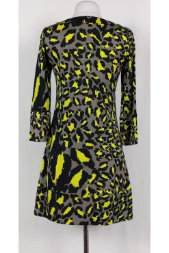 Diane von Furstenberg - Grey & Yellow Leopard Print Shift Sz 2