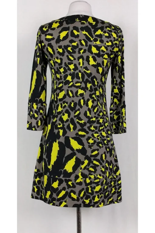 Diane von Furstenberg - Grey & Yellow Leopard Print Shift Sz 2