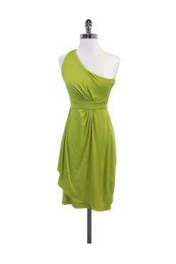 Diane von Furstenberg - Lime Silk One Shoulder Dress Sz 4