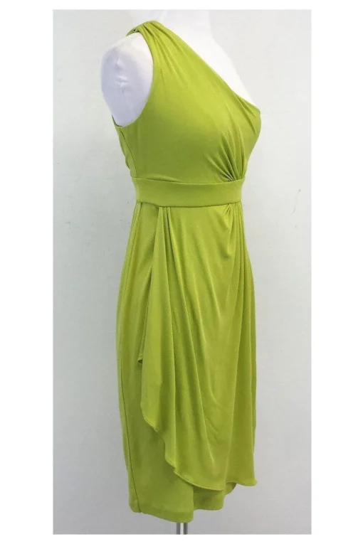 Diane von Furstenberg - Lime Silk One Shoulder Dress Sz 4
