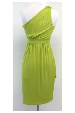 Diane von Furstenberg - Lime Silk One Shoulder Dress Sz 4