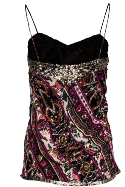 Diane von Furstenberg - Multicolored Paisley Silk Sequined Camisole Sz 6