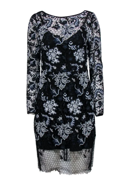 Diane von Furstenberg - Navy & White Floral Lace Dress w/ Slip Sz 6