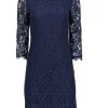 Diane von Furstenberg - Navy Lace Overlay Cocktail "Zarita" Dress Sz 8