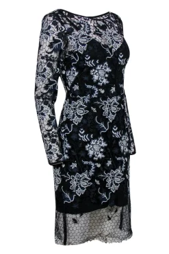 Diane von Furstenberg - Navy & White Floral Lace Dress w/ Slip Sz 6