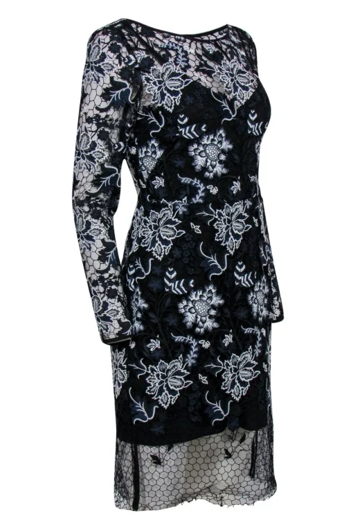Diane von Furstenberg - Navy & White Floral Lace Dress w/ Slip Sz 6