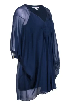 Diane von Furstenberg - Navy Wide Sleeve Kimono Dress Sz 0