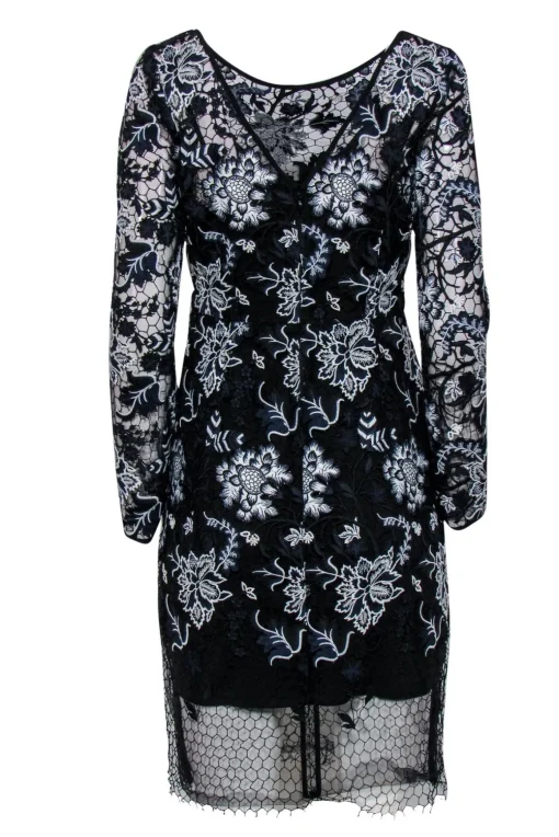Diane von Furstenberg - Navy & White Floral Lace Dress w/ Slip Sz 6