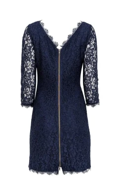 Diane von Furstenberg - Navy Lace Overlay Cocktail 