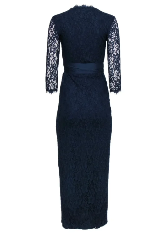 Diane von Furstenberg - Navy Floral Lace Wrap Maxi Dress Sz 0