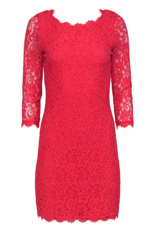 Diane von Furstenberg - Neon Hot Pink "Zarita" Lace Dress Sz 6