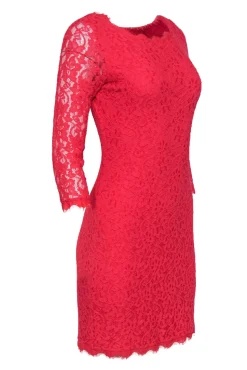 Diane von Furstenberg - Neon Hot Pink "Zarita" Lace Dress Sz 6