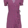 Diane von Furstenberg - Pink, Black & White Print Short Sleeve Wrap Dress Sz XS