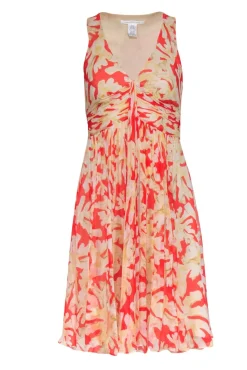 Diane von Furstenberg - Red & Cream Coral Reef Print Silk Dress Sz 4