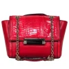 Diane von Furstenberg - Red Leather & Snakeskin Small Shoulder Bag w/ Chain Strap