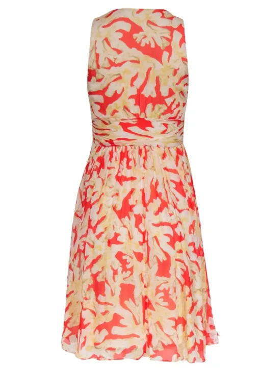 Diane von Furstenberg - Red & Cream Coral Reef Print Silk Dress Sz 4