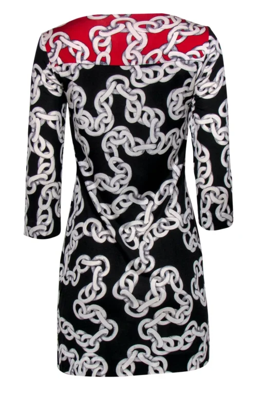 Diane von Furstenberg - Red, Black & White Chain Dress Sz 4