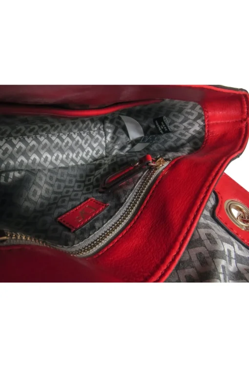 Diane von Furstenberg - Red Leather & Snakeskin Small Shoulder Bag w/ Chain Strap