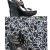 Diane von Furstenberg - Silver & Black Leather Strappy Platform “Odette” Wedges Sz 8.5