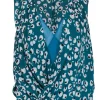 Diane von Furstenberg - Teal Green Leopard Print Faux Wrap Front Tp Sz P
