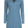 Diane von Furstenberg - Teal, Navy & White Geometric Print Shift Dress Sz 6