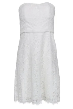 Diane von Furstenberg - White Floral Lace Strapless "Amira" Sheath Dress Sz 8