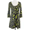 Diane von Furstenberg - Yellow & Grey Silk Shift Dress Sz 2
