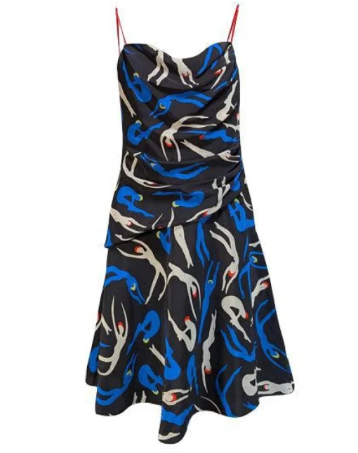 Diane vonFurstenberg - Black Multi Print Mini Dress Sz 6