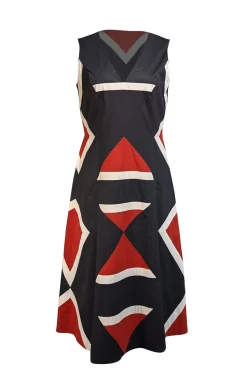 DKNY - Black w/ Red & White Print Sleeveless Dress Sz 10
