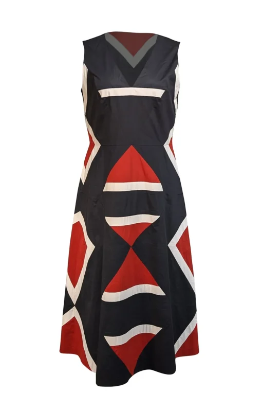 DKNY - Black w/ Red & White Print Sleeveless Dress Sz 10