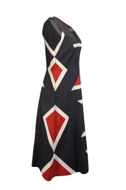 DKNY - Black w/ Red & White Print Sleeveless Dress Sz 10