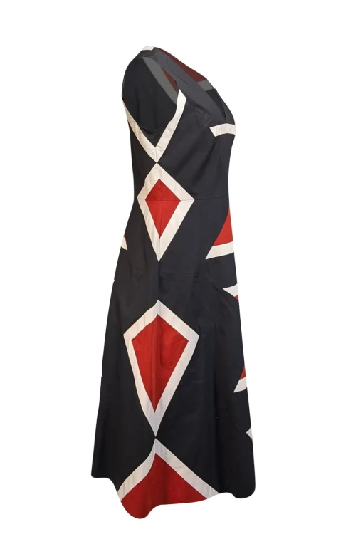 DKNY - Black w/ Red & White Print Sleeveless Dress Sz 10